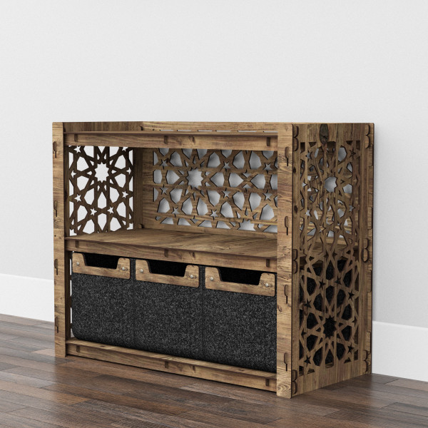 Hexagonica Низький Комод на 3 шухляди чорні кошики Arabic 3М (600В х 750Ш х 345Г)