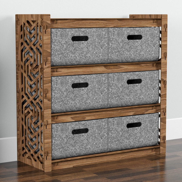 Hexagonica Комод на 6 шухляд сірі кошики Chevron 6В (750В х 750Ш х 300Г)