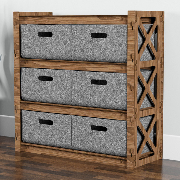 Hexagonica Комод на 6 шухляд сірі кошики Provence 6В (750В х 750Ш х 300Г)