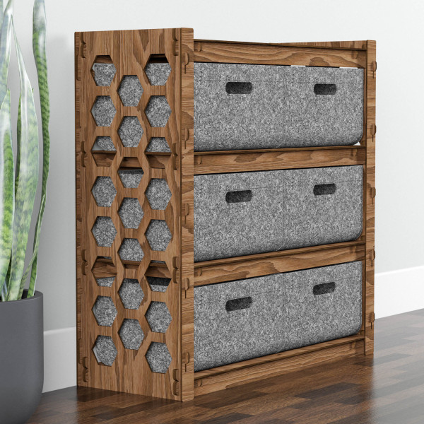 Hexagonica Комод на 6 шухляд сірі кошики Honeycomb 6В (750В х 750Ш х 300Г)