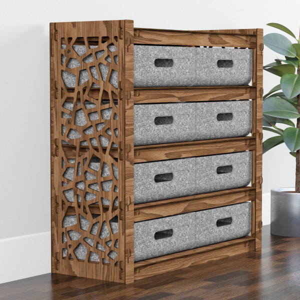 Hexagonica Комод на 8 шухляд сірі кошики Stones 8В (750В х 750Ш х 300Г)