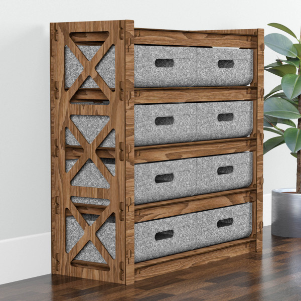 Hexagonica Комод на 8 шухляд сірі кошики Provence 8В (750В х 750Ш х 300Г)