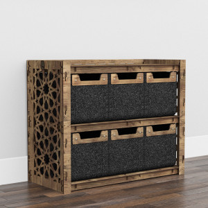 Hexagonica Низький Комод на 6 шухляд чорні кошики Arabic 6М (600В х 750Ш х 345Г)