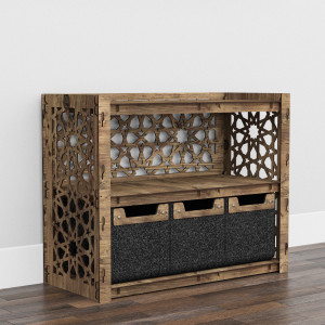 Hexagonica Низький Комод на 3 шухляди чорні кошики Arabic 3М (600В х 750Ш х 345Г)