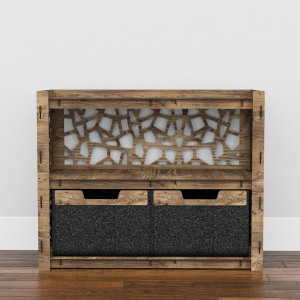 Hexagonica Низький Комод на 2 шухляди чорні кошики Stones 2В (600В х 750Ш х 345Г)