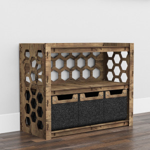 Hexagonica Низький Комод на 3 шухляди чорні кошики Honeycomb 3М (600В х 750Ш х 345Г)