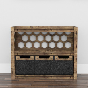 Hexagonica Низький Комод на 3 шухляди чорні кошики Honeycomb 3М (600В х 750Ш х 345Г)