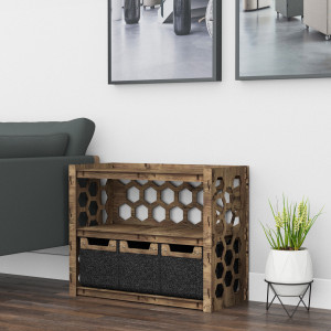 Hexagonica Низький Комод на 3 шухляди чорні кошики Honeycomb 3М (600В х 750Ш х 345Г)