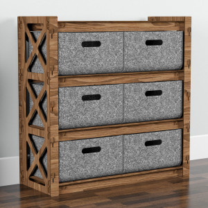 Hexagonica Комод на 6 шухляд сірі кошики Provence 6В (750В х 750Ш х 300Г)