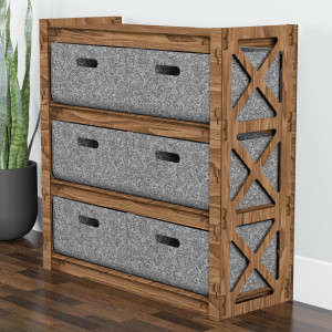 Hexagonica Комод на 6 шухляд сірі кошики Provence 6В (750В х 750Ш х 300Г)