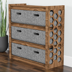 Hexagonica Комод на 6 шухляд сірі кошики Honeycomb 6В (750В х 750Ш х 300Г)