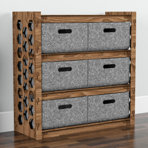 Hexagonica Комод на 6 шухляд сірі кошики Honeycomb 6В (750В х 750Ш х 300Г)