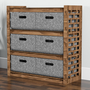 Hexagonica Комод на 6 шухляд сірі кошики Brickwall 6В (750В х 750Ш х 300Г)